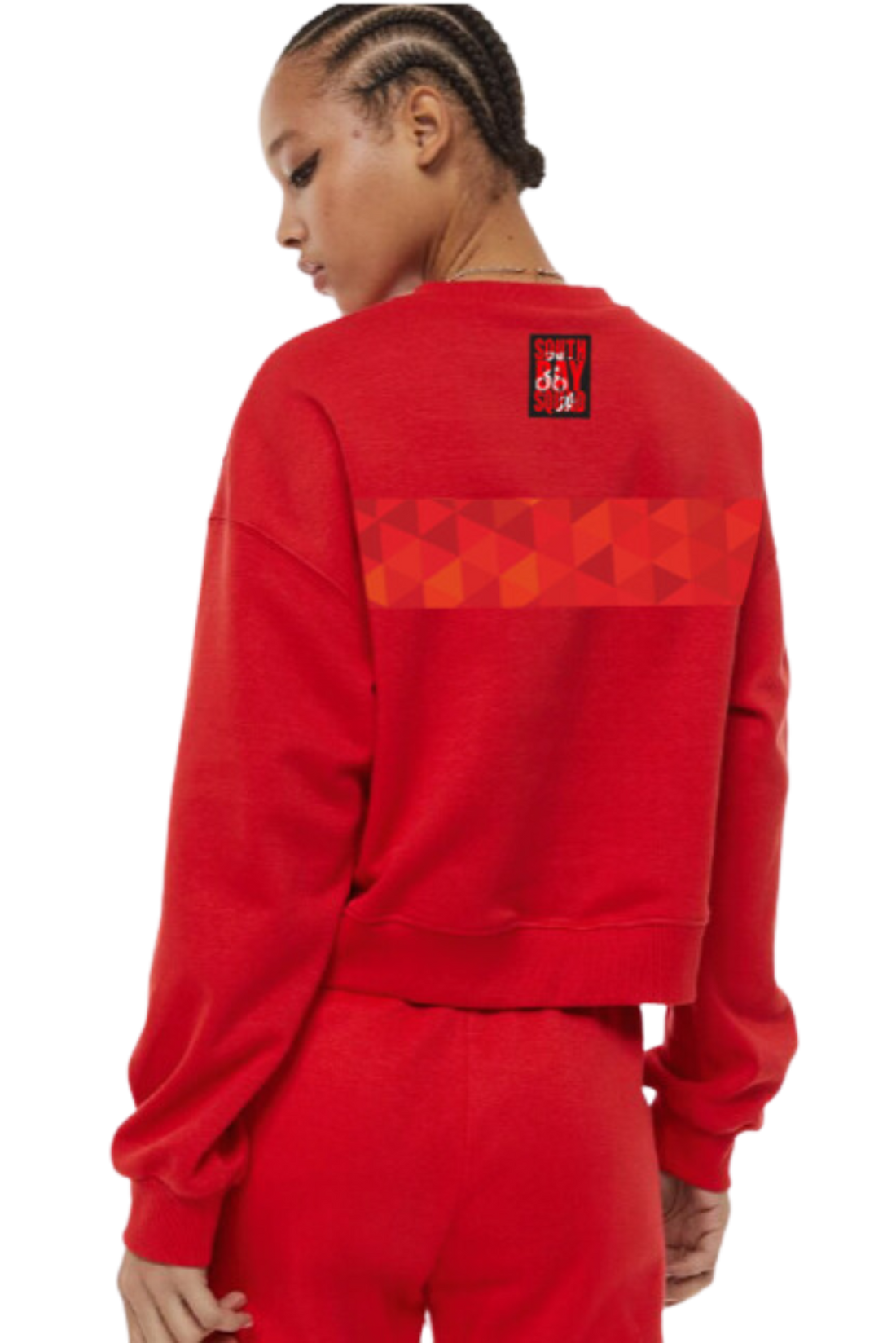 MTO - Sweat-shirt surdimensionné à col rond pour femmes - Rouge – SBS