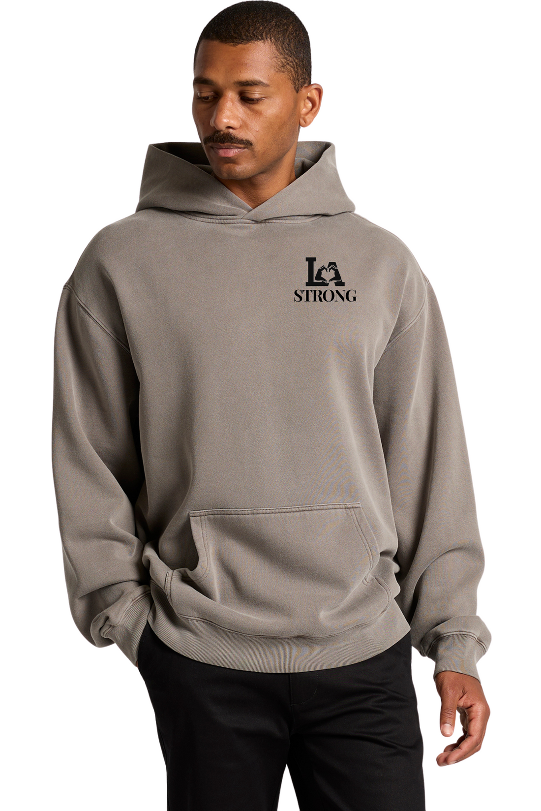 Unisex Relaxed Faded Pullover - LA STRONG - Left Chest