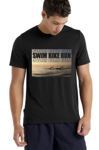 MTO - Camiseta unisex Dry Fit - Swim Bike Run Horizon - Negro - SBS